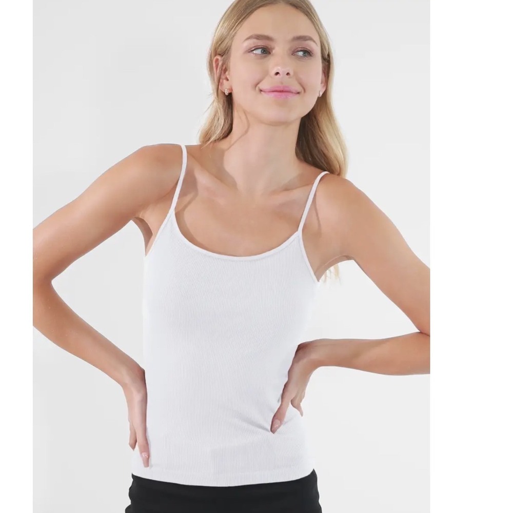 Nikibiki White Seamless Ribbed Camisole Tank Top NS1010 One Size USA Made